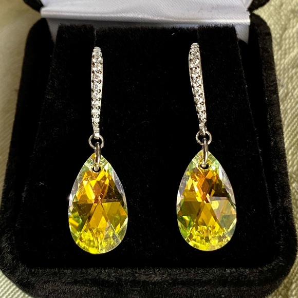 💸FINAL PRICE DROP🌻NIB 925 Golden Shadow Aurora Borealis Earrings🌻 - Picture 4 of 14